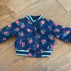 Baby GAP Floral Kids Jacket - Navy and Red 12-18 months Gently